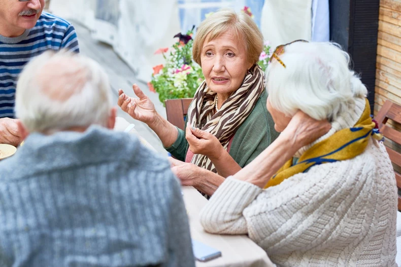 Elderly discussing in Group